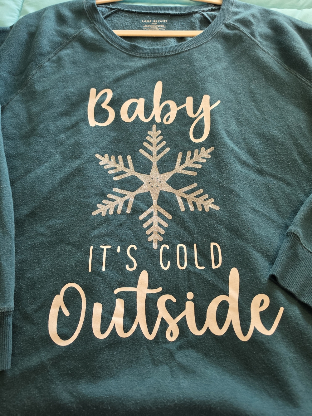 Lane Bryant Women's 'Baby It's Cold Outside' Teal Graphic Sweatshirt